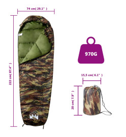 Sac de couchage momie pour adultes camping 3 saisons