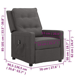 Fauteuil inclinable électrique Gris foncé Tissu