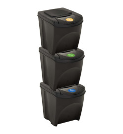 Poubelles empilables 3 pcs Anthracite 75 L