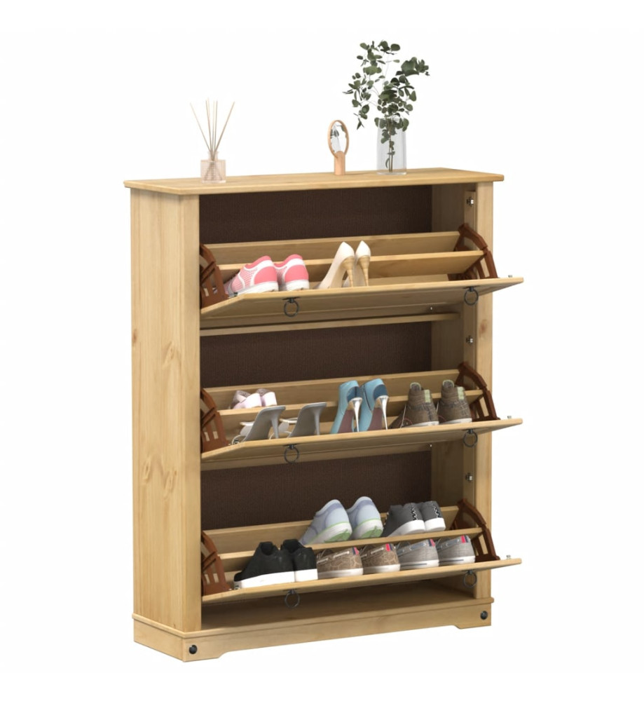 Armoire à chaussures Corona 99x32x124,5 cm bois de pin massif