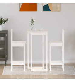 Ensemble de bar 3 pcs Blanc Bois de pin massif