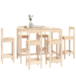 Ensemble de bar 7 pcs Bois de pin massif