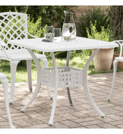 Table de jardin blanc 80x80x75 cm aluminium coulé