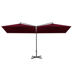 Parasol double avec mât en acier Rouge bordeaux 600x300 cm