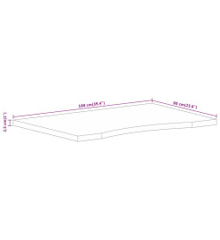 Dessus de bureau avec courbe 100x60x2,5 cm manguier massif brut