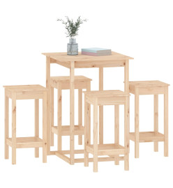 Ensemble de bar 5 pcs Bois de pin massif