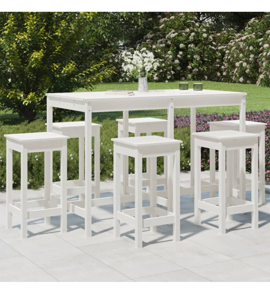 Ensemble de bar de jardin 7 pcs blanc bois de pin massif Ensemble de bar de jardin 7 pcs blanc bois de pin massif