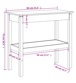 Table console Noir 80x40x75 cm Bois de pin solide