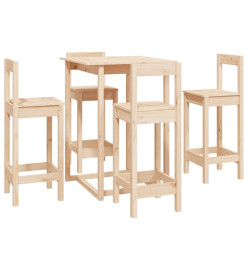 Ensemble de bar 5 pcs Bois de pin massif