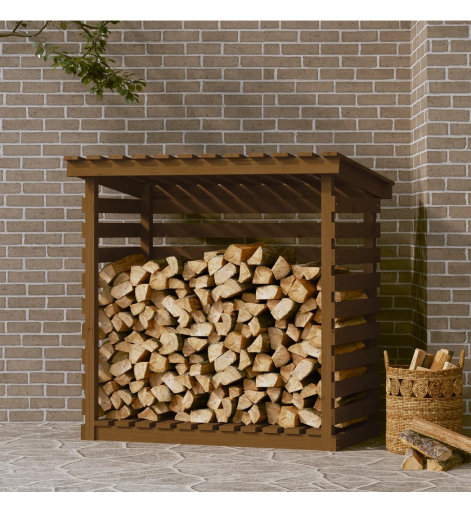 Support bois de chauffage Marron miel 108x73x108 cm Bois pin