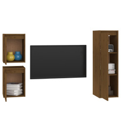 Meubles TV 3 pcs Marron miel Bois massif de pin