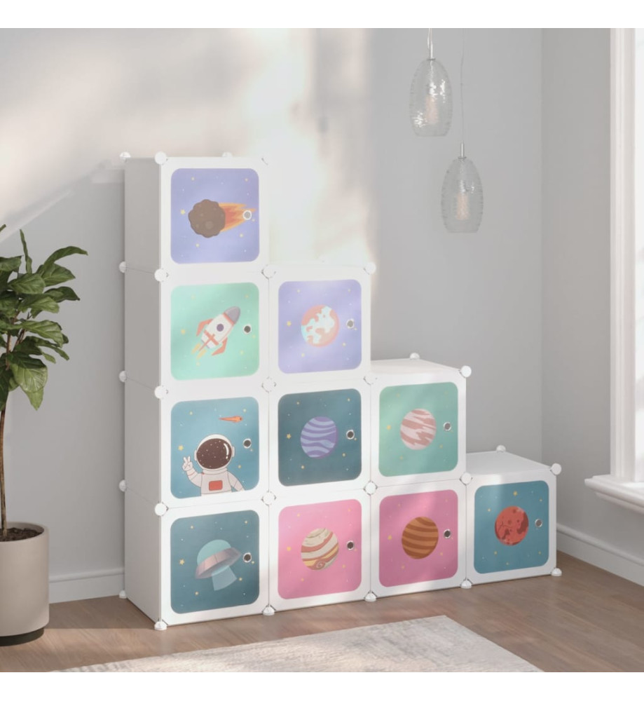 Armoire de rangement pour enfants avec 10 cubes Blanc PP