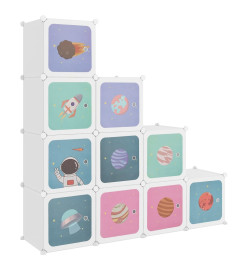 Armoire de rangement pour enfants avec 10 cubes Blanc PP