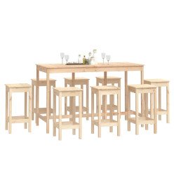 Ensemble de bar 9 pcs Bois de pin massif