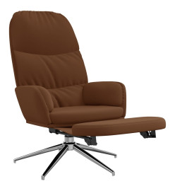 Chaise de relaxation avec repose-pied Marron Similicuir daim