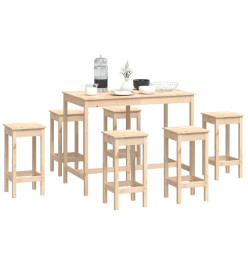 Ensemble de bar 7 pcs Bois de pin massif