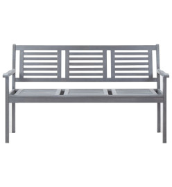 Banc de jardin 3 places avec coussin 150 cm Gris Eucalyptus