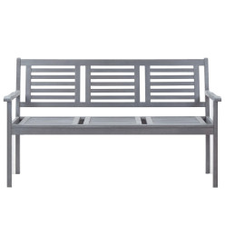 Banc de jardin 3 places avec coussin 150 cm Gris Eucalyptus