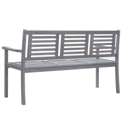 Banc de jardin 3 places avec coussin 150 cm Gris Eucalyptus