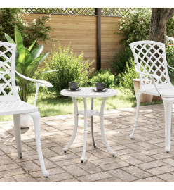 Table de jardin blanc Ø48x53 cm aluminium coulé