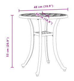 Table de jardin blanc Ø48x53 cm aluminium coulé