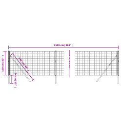 Clôture en treillis métallique anthracite 1x25m acier galvanisé