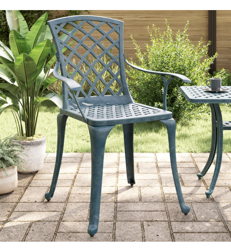 Chaises de jardin lot de 2 vert aluminium coulé Chaises de jardin lot de 2 vert aluminium coulé