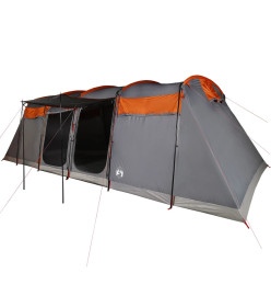 Tente de camping tunnel 10 personnes gris et orange imperméable