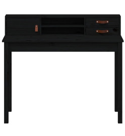 Bureau Noir 110x50x93 cm Bois massif de pin