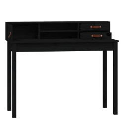 Bureau Noir 110x50x93 cm Bois massif de pin