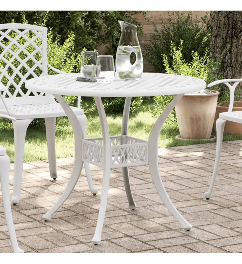 Table de jardin blanc Ø90x75 cm aluminium coulé Table de jardin blanc Ø90x75 cm aluminium coulé