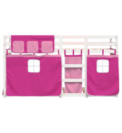 Lit superposé avec rideaux rose 80x200 cm bois pin massif