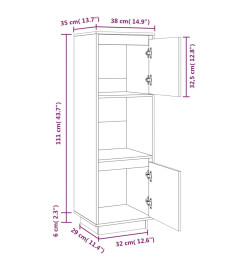 Buffet Marron miel 38x35x117 cm Bois massif de pin