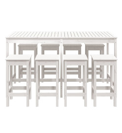 Ensemble de bar de jardin 9 pcs blanc bois de pin massif