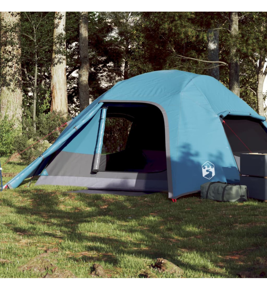 Tente de camping à dôme 4 personnes bleu imperméable