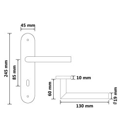 Poignées de porte 2 ensembles avec serrure BB Acier inoxydable