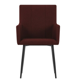 Chaises à manger avec accoudoirs lot de 2 rouge bordeaux tissu