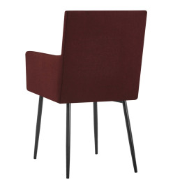 Chaises à manger avec accoudoirs lot de 2 rouge bordeaux tissu