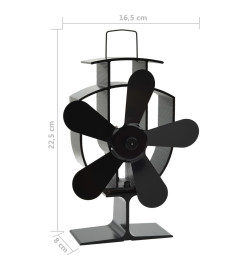 Ventilateur de poêle alimenté par chaleur 5 pales Noir