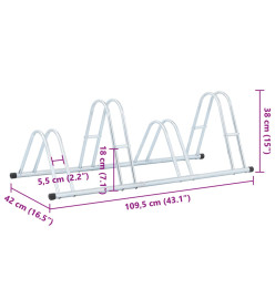 Support de vélo au sol autoportant pour 4 vélos acier galvanisé