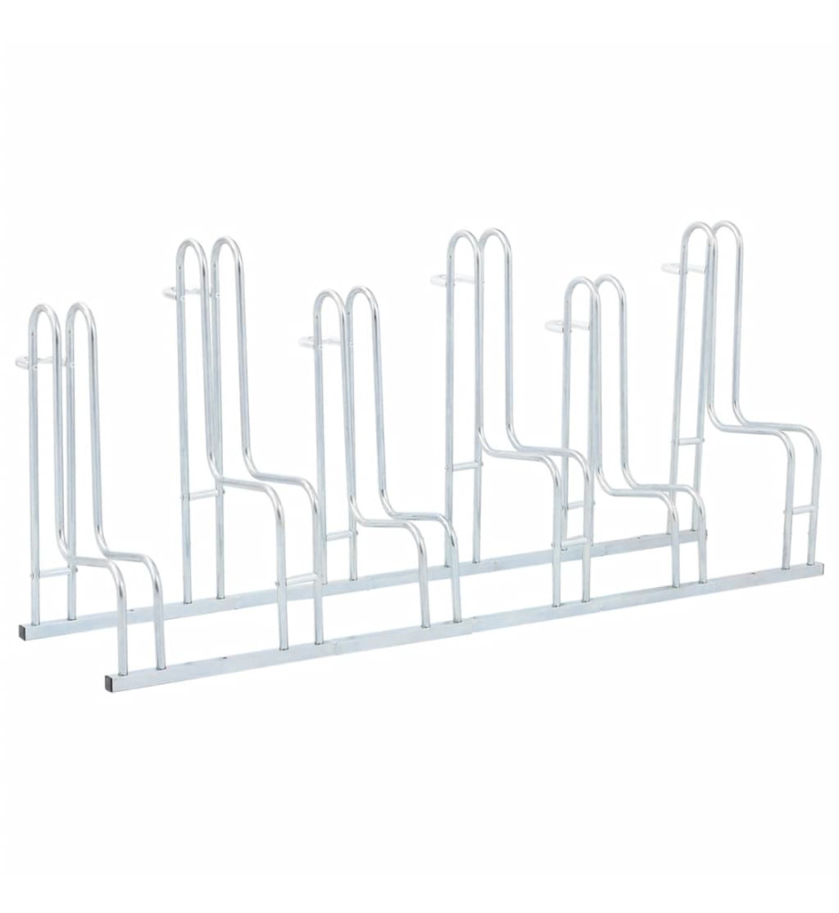 Support de vélo au sol autoportant pour 6 vélos acier galvanisé