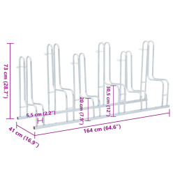 Support de vélo au sol autoportant pour 6 vélos acier galvanisé
