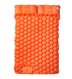 Matelas de camping autogonflant et oreillers 2 personnes orange