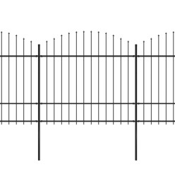 Clôture de jardin à dessus en lance Acier (1,5-1,75)x6,8 m Noir