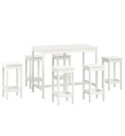 Ensemble de bar 7 pcs Blanc Bois de pin massif