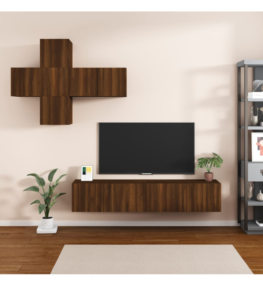 Ensemble de meubles TV 7 pcs Chêne marron Bois d'ingénierie