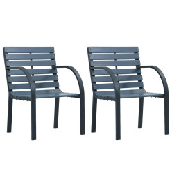 Chaises de jardin 2pcs bois sapin massif acier enduit de poudre