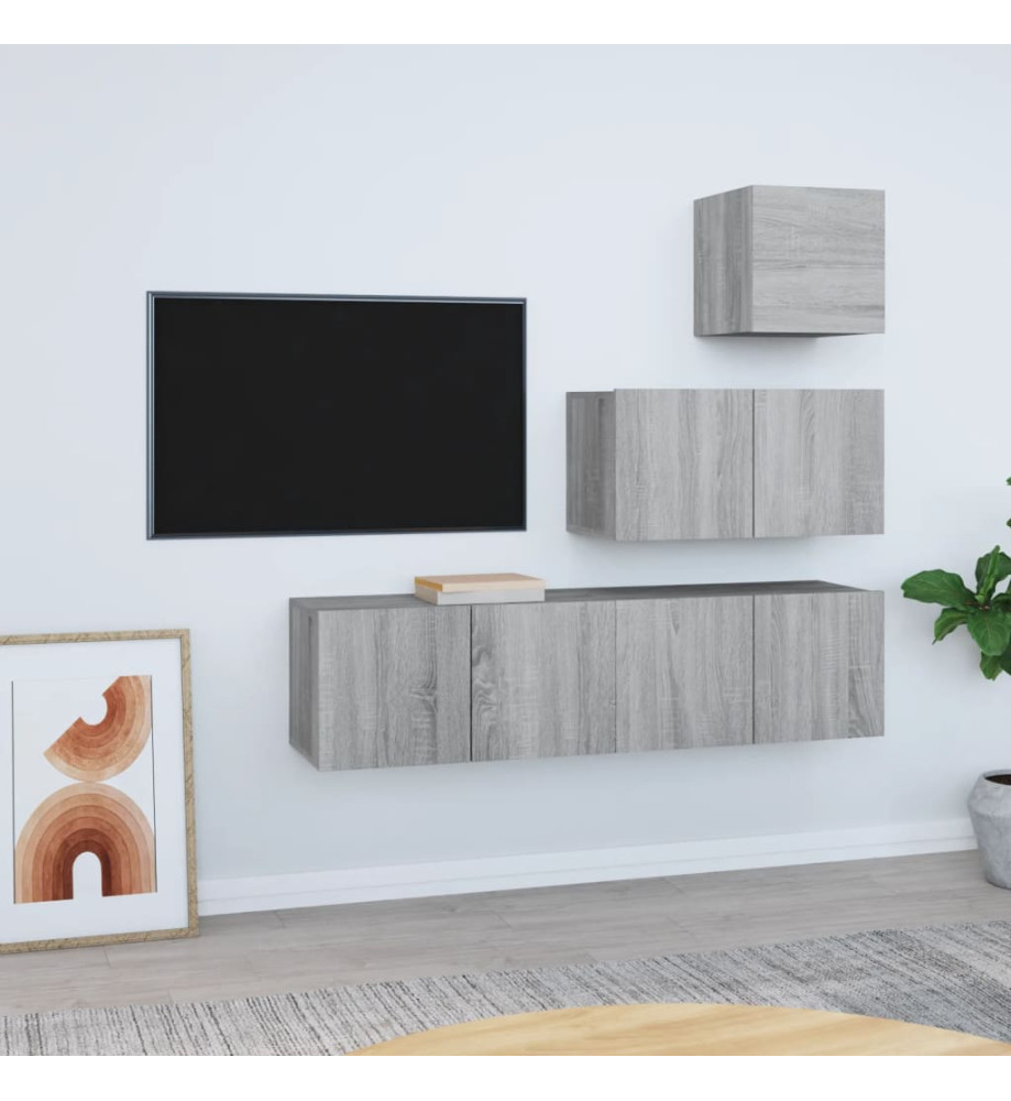 Ensemble de meubles TV 4 pcs Sonoma gris Bois d'ingénierie