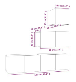 Ensemble de meubles TV 4 pcs Sonoma gris Bois d'ingénierie