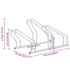 Support de vélo au sol autoportant pour 3 vélos acier galvanisé